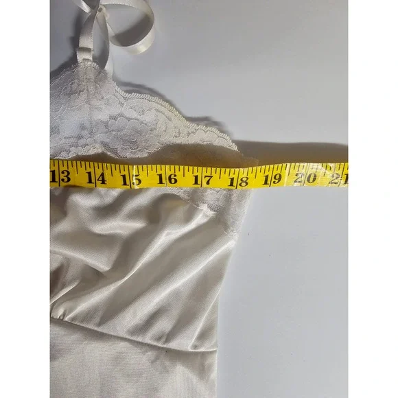 Vtg Sliperfection Womens Babydoll Midi Slip Dress Size M 38 Satin Lace - Picture 7 of 9
